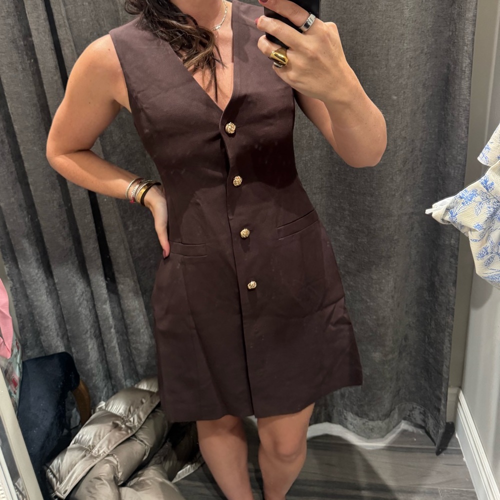 Chic Brown Button-Down Mini Dress